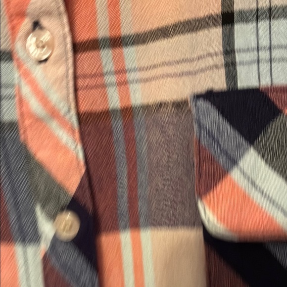 Guess Plaid Button-Up Blouse - Navy and Orange - Picture 5 of 16